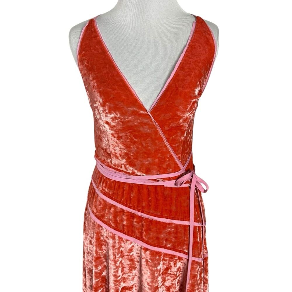 Free People Deia Velvet Midi Dress Pink Rose Strappy Dainty Romantic Small - Picture 7 of 12